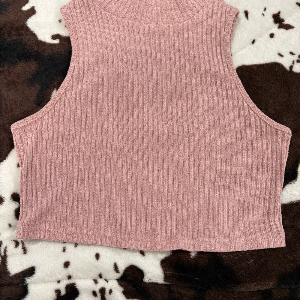 SHEIN Ribbed Pink Sleeveless Top